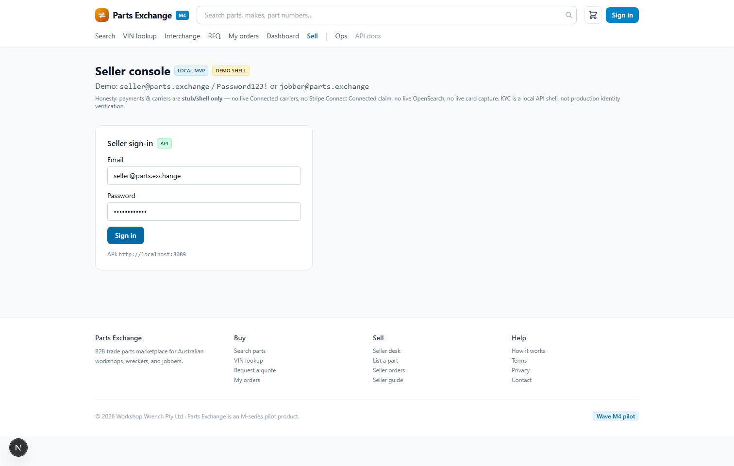 Seller dashboard